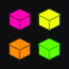 3d four color glowing neon vector icon