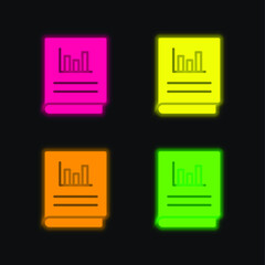 Accounts four color glowing neon vector icon