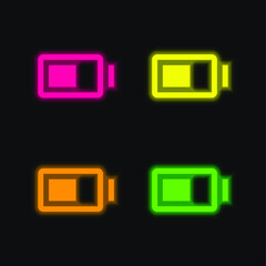 Battery four color glowing neon vector icon