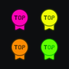 Badge four color glowing neon vector icon