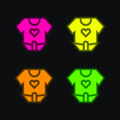 Baby Body four color glowing neon vector icon