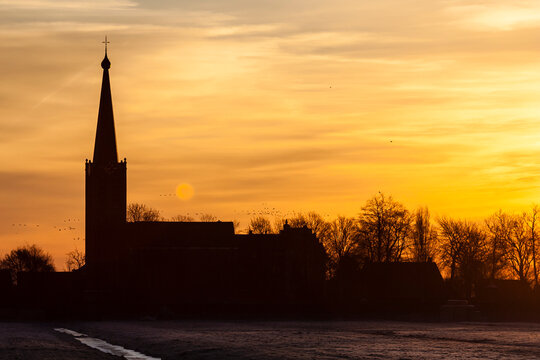 Church at Stompwijk in winter