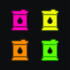 Barrels four color glowing neon vector icon