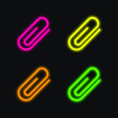Attachment four color glowing neon vector icon