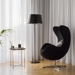 Relax corner with armchair and lamp