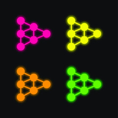 Analytics four color glowing neon vector icon