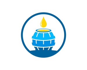 Circle shape with honey barrel and honey drop on the top