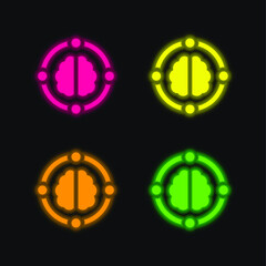 AI four color glowing neon vector icon