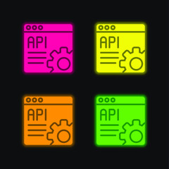 Api four color glowing neon vector icon