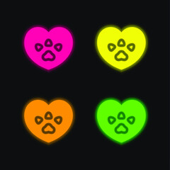 Animal Rights four color glowing neon vector icon