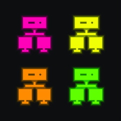 Fototapeta premium Balancer four color glowing neon vector icon