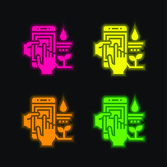 Agriculture four color glowing neon vector icon