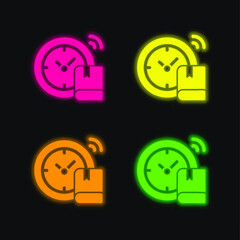 Back To School four color glowing neon vector icon
