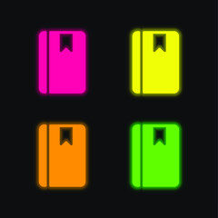 Agenda four color glowing neon vector icon