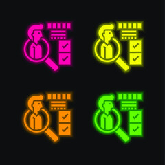 Behavior four color glowing neon vector icon