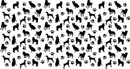 radom dog and paw seamless vector pattern