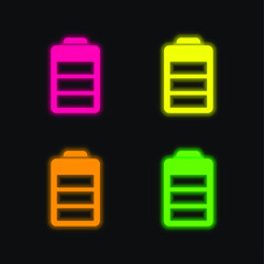 Battery Status four color glowing neon vector icon