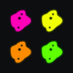 Amoeba four color glowing neon vector icon