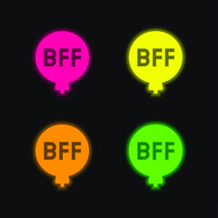 Balloon four color glowing neon vector icon
