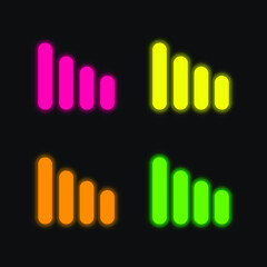 Bar Graph four color glowing neon vector icon