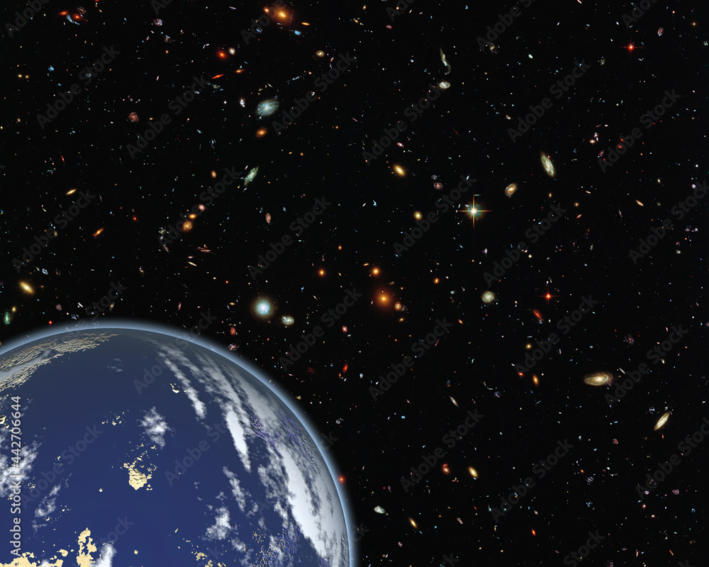 Poster magnificent earth in outer space. the elements of this image furnished by nasa.