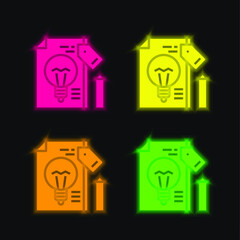 Branding four color glowing neon vector icon
