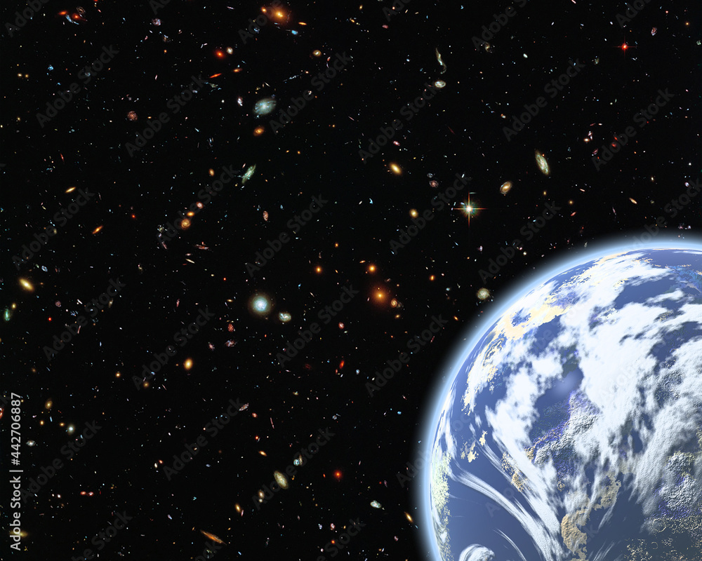 Poster magnificent earth in outer space. the elements of this image furnished by nasa.