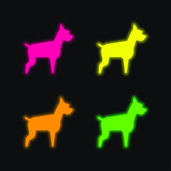 Big Dog four color glowing neon vector icon