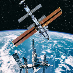 Space station above the earth. The elements of this image furnished by NASA. © wowinside