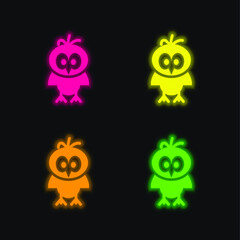 Bird four color glowing neon vector icon