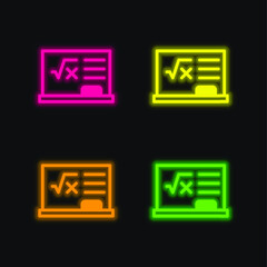 Blackboard four color glowing neon vector icon