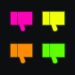 Fototapeta premium Black Thumb Down four color glowing neon vector icon