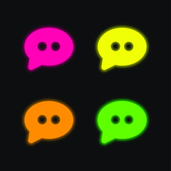Big Speech Bubble four color glowing neon vector icon