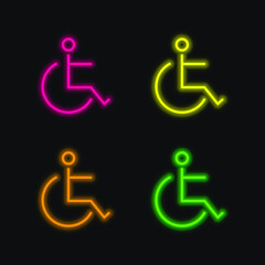 Accessibility Sign four color glowing neon vector icon