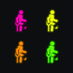 Accident four color glowing neon vector icon