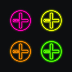 Add four color glowing neon vector icon