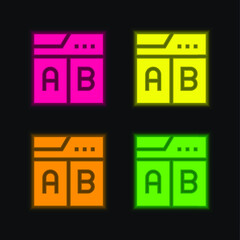 Ab Testing four color glowing neon vector icon