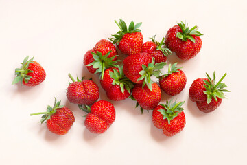 Ripe strawberry on the table, red juicy berries
