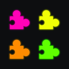 Add On Plugin four color glowing neon vector icon