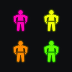 Bankruptcy four color glowing neon vector icon