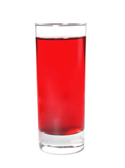 Pomegranate juice in glass on white background