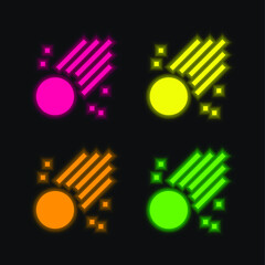 Asteroid four color glowing neon vector icon