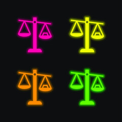 Balance four color glowing neon vector icon