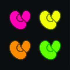 Beans four color glowing neon vector icon