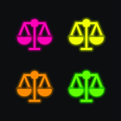 Balance four color glowing neon vector icon