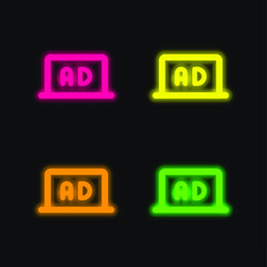 Ads four color glowing neon vector icon