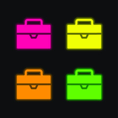 Bag four color glowing neon vector icon
