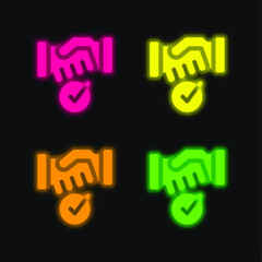 Agreement four color glowing neon vector icon