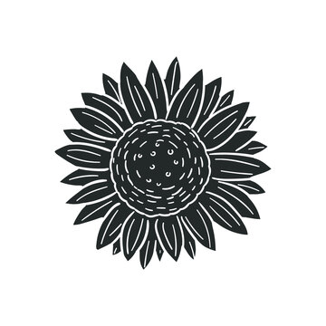 Sunflower Icon Silhouette Illustration. Summer Flower Vector Graphic Pictogram Symbol Clip Art. Doodle Sketch Black Sign.