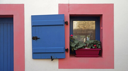 Obraz na płótnie Canvas door with a colorful, window, Belle Ile en Mer, France